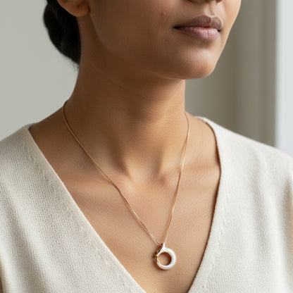 Siora Jewels Aurora Circle 925 Silver Necklace for Women | Rose Gold Finish with Zircon Detailing