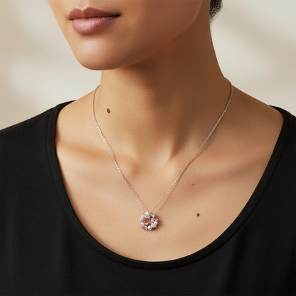 Siora Jewels Stellar Wreath 925 Silver Necklace for Women | Rhodium Finish with Pearls & Star Zircon Accents