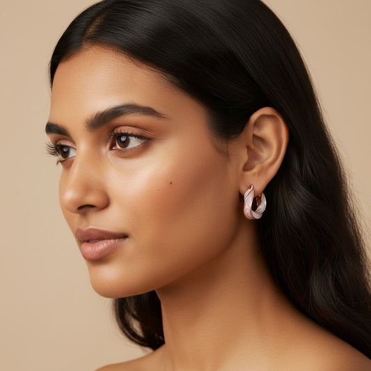 Siora Jewels Classic 925 Silver Hoop Earrings for Women | Rose Gold Finish with Polished Shine