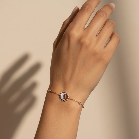 Siora Evil Eye 925 Silver Bracelet – Rose Gold Finish | Enamel & Zircon Detailing