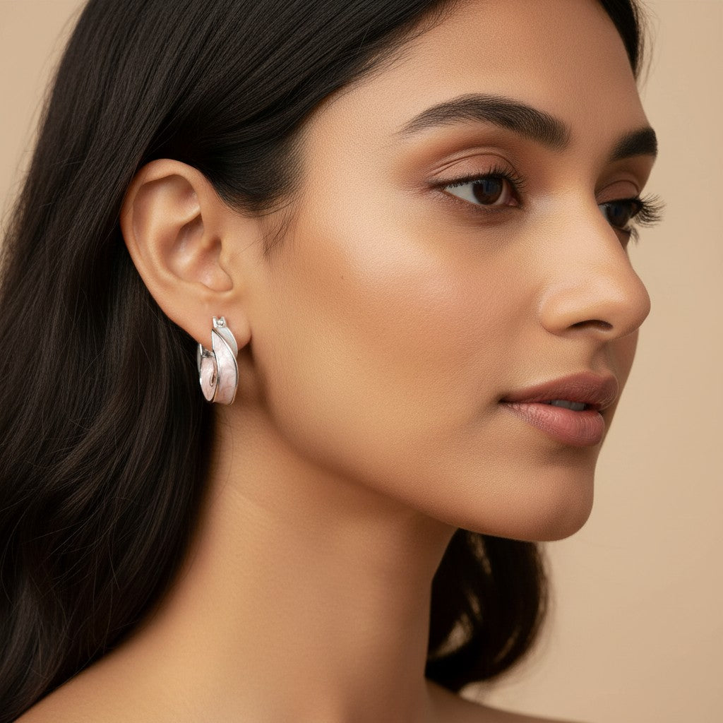 Siora Jewels Classic 925 Silver Hoop Earrings for Women | Rhodium Finish with Polished Shine