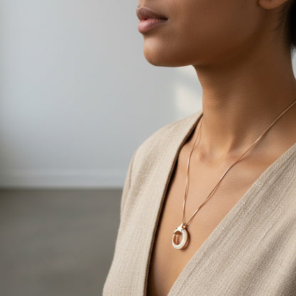 Siora Jewels Aurora Circle 925 Silver Necklace for Women | Rose Gold Finish with Zircon Detailing