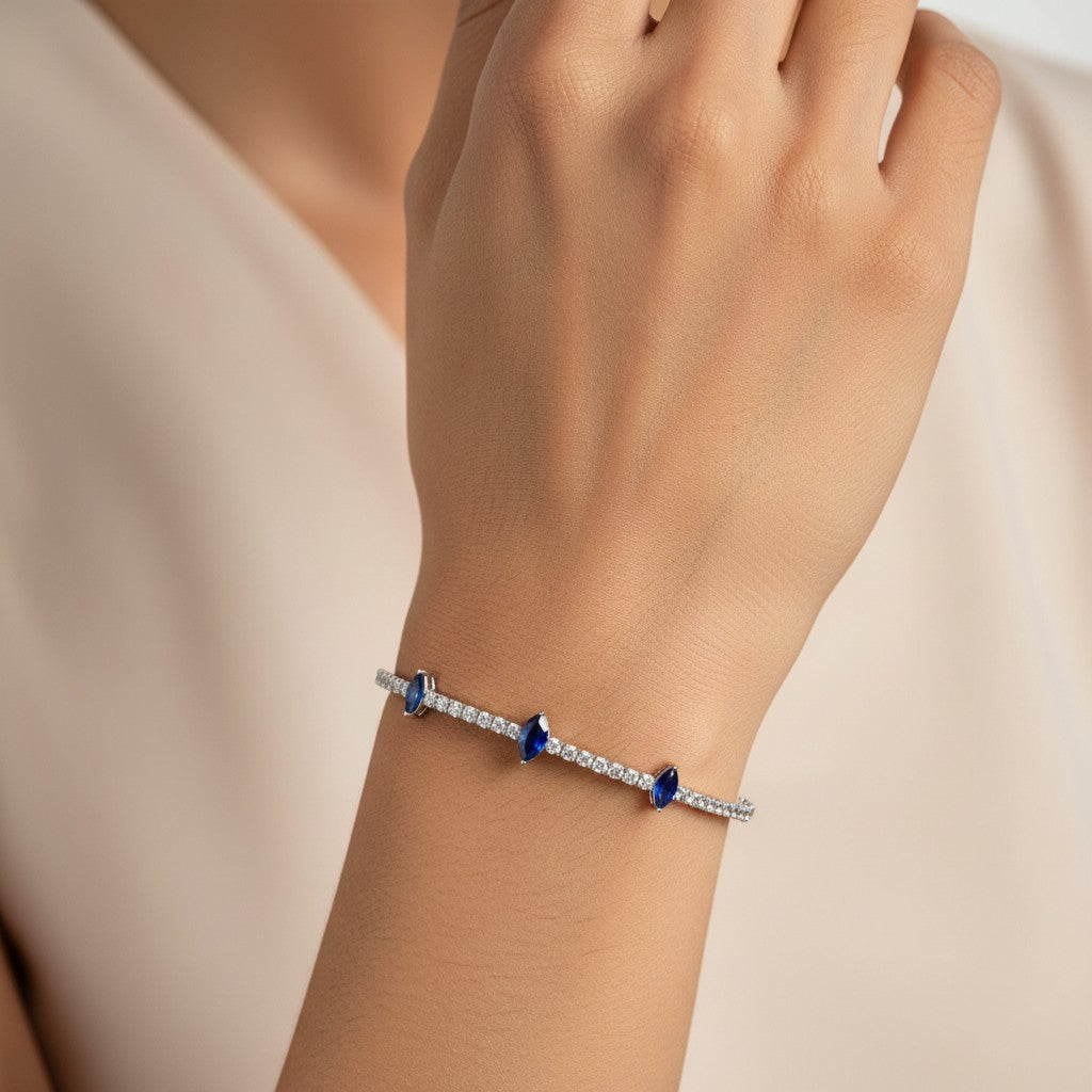 Siora Jewels Ruby Accent 925 Silver Bracelet for Women | Rhodium Finish with Ruby & Zircon Detailing