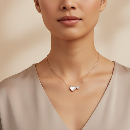 Siora Jewels Eternal Bond 925 Sterling Silver Heart Necklace for Women | Rose Gold Finish with Zircon Detailing