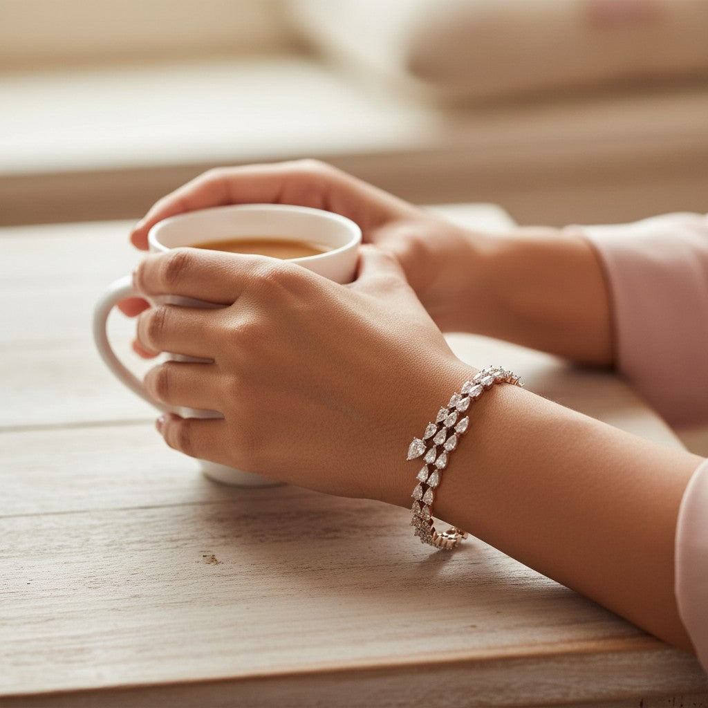 Siora Jewels Bangle Kada 925 Silver Kada for Women | Rhodium Finish with Elegant Minimal Design