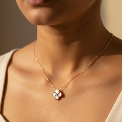 Siora Jewels Bloom Petite 925 Sterling Silver Clover Necklace for Women | Rose Gold Finish with Zircon Detailing