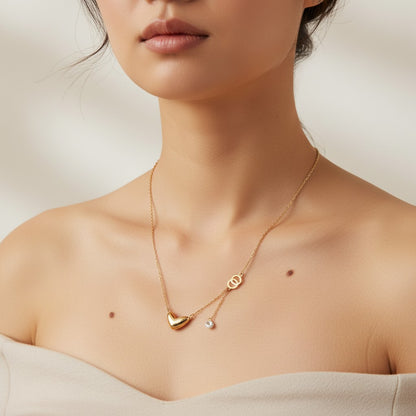 Siora Jewels Eternal Heart 925 Sterling Silver Necklace for Women | Rose Gold Finish with Zircon Accents