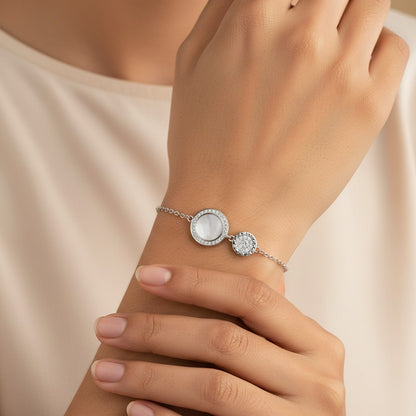 Siora Jewels Mother of Pearl 925 Silver Bracelet for Women | Rhodium Finish with Zircon Accents