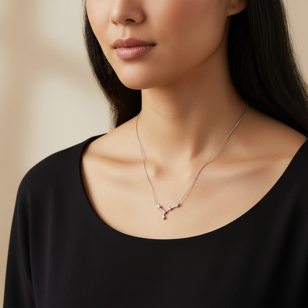 Siora Jewels Constellation 925 Silver Necklace for Women | Rhodium Finish with Zircon Detailing